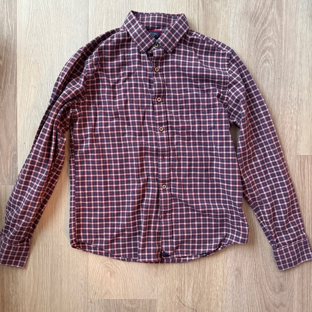 Slim Fit Checkered Flannel Shirt - Red and Blue